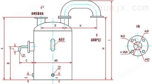 SK型水环式真空泵汽水分离器尺寸